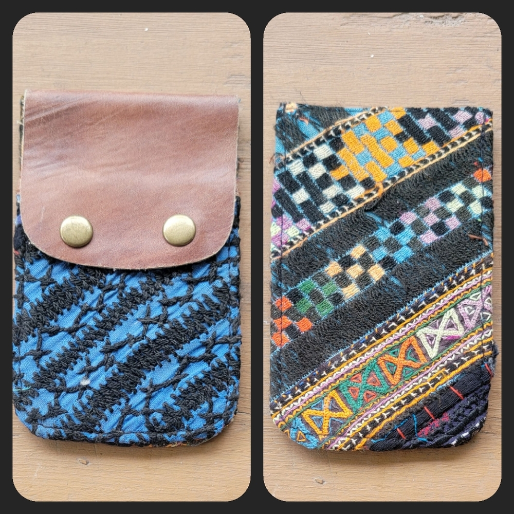 🫡🧀 Free People Boho Embroidered Repurposed vtg banjara Wallet Card Case